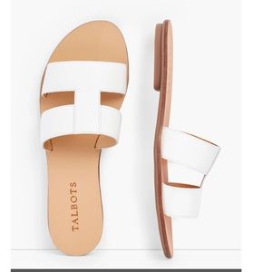 Talbots HANNAH VACHETTA LEATHER SLIDES White Size 8